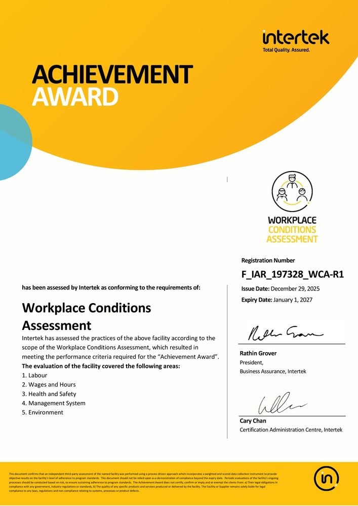 WCA certificate