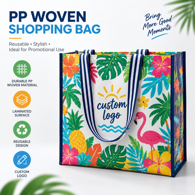 Custom Reusable Polypropylene Tote Bags Eco Friendly Waterproof PP Woven Shopping Bag Recyclable Laminated PP Woven Bag