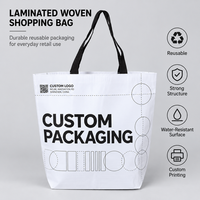 Custom Recycled Laminated Rpet Shopping Tote Bag with logo Laminated Waterproof Reusable Eco Friendly Grocery Bag