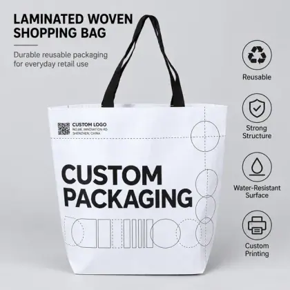 Custom Recycled Laminated Rpet Shopping Tote Bag with logo Laminated Waterproof Reusable Eco Friendly Grocery Bag