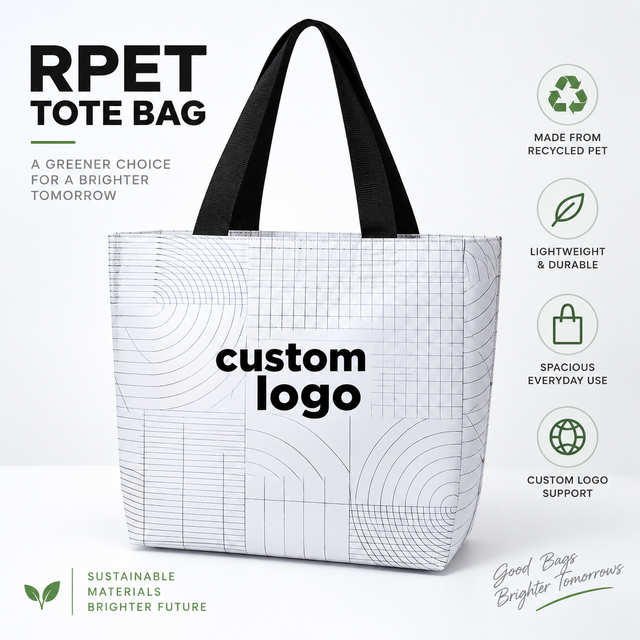 Custom RPET Recycled Eco Friendly Big Non Woven Multi Size Reusable Custom Logo Waterproof Durable Gift RPET Shopping Tote Bags