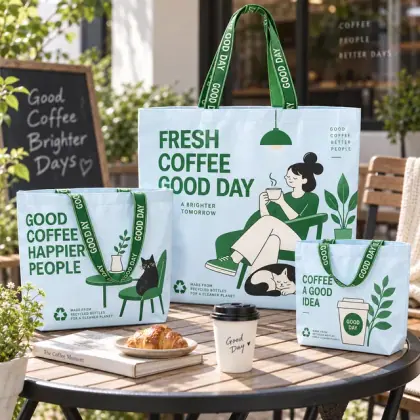Reusable Eco Packaging Laminated RPET Shopping Tote Bags Custom Logo Waterproof Durable Multi Size Gift RPET Non Woven Bag