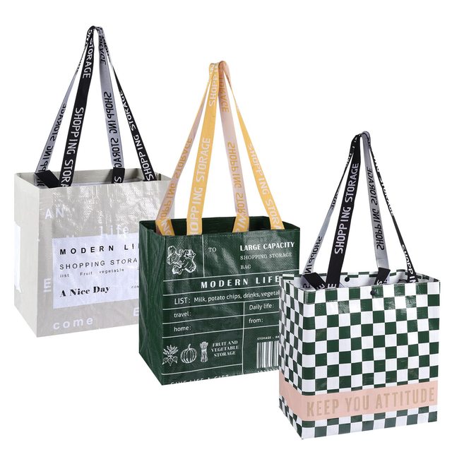 Custom Logo Color Printing Design Durable Waterproof Laminated Reusable Eco Friendly Large Capacity PP Woven Shopping Tote Bags