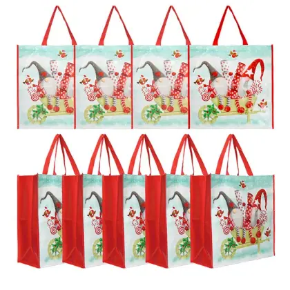 Luxury Gift Custom Print Laminated Foldable Christmas Gift Pp Woven Shopping Bags With Logo
