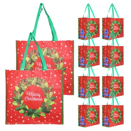 Printing Eco-Friendly Shopping Tote Recycled Laminated White Pp Woven Christmas Bags for Gift