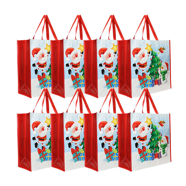 Custom Logo Reusable Luxury Christmas Gift Shopping Pp Woven Lamination Bag With Handle