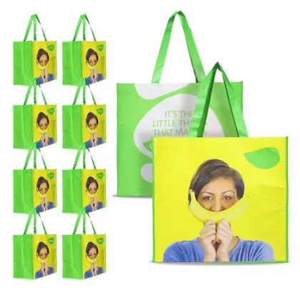 Reusable Eco Friendly Custom Logo Eco Friendly 100% Recycled Grocery Shopping Polypropylene Rpet Bags