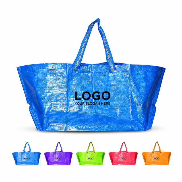 Custom Logo Printed Extra Large Heavy Duty Embroidered Double Handle Laminated PP Woven Supermarket Grocery Shopping Tote Bag