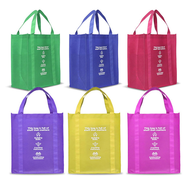 Promotional Extra Large Eco Friendly Recycle Customize Printed Grocery Tote Non Woven Shopping Bag With Logo