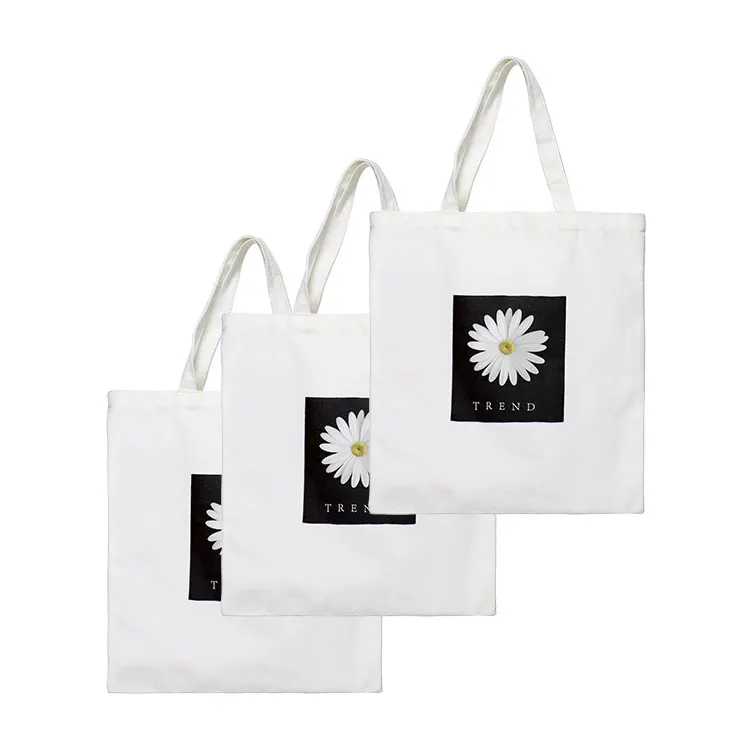 Custom Printed Branded Logo Eco Friendly Organic Recycled 12oz Canvas Tote White Cotton Grocery Shopping Bags