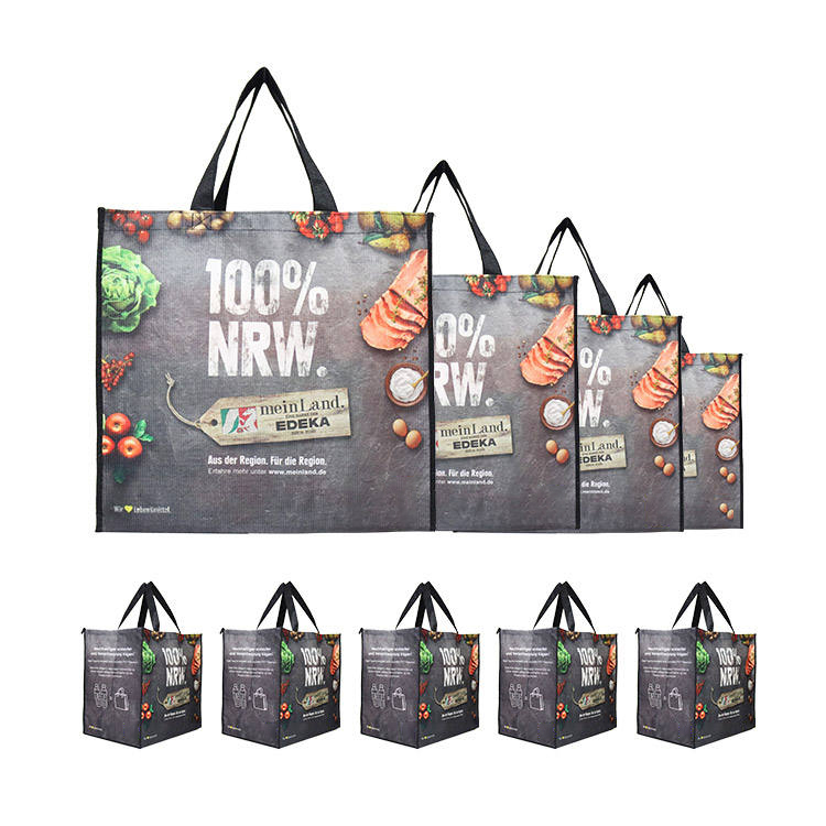 Eco Recycled Grocery Non Woven Bags Recycle Foldable Tote Bag Reusable Eco Friendly Rpet Shopping Bag BSCI