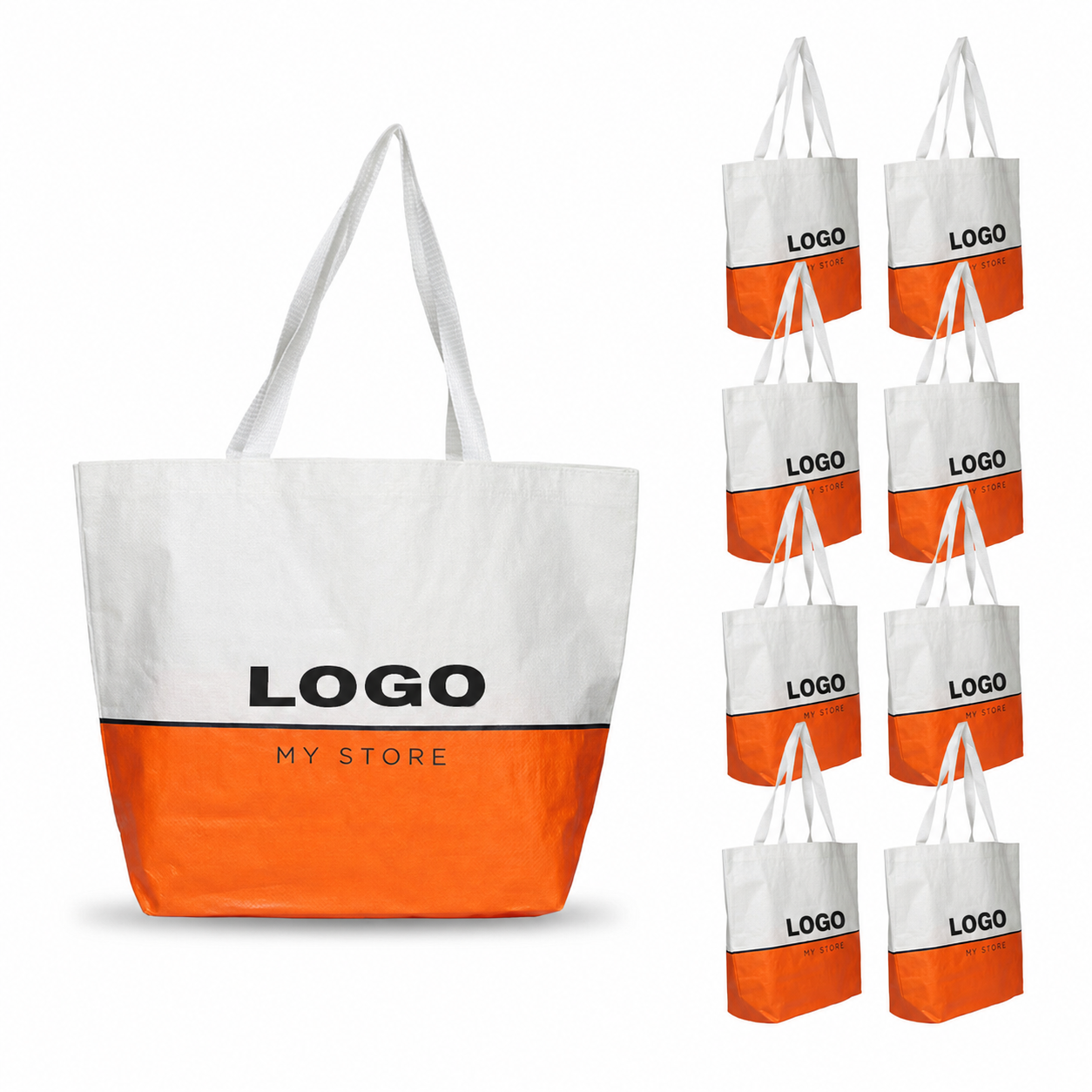 Custom LOGO Printed Eco-Friendly Shopper Bag Luxury Foldable Boutique Cloth Carry Shopping Recycled RPET Stitch Bonded Bag