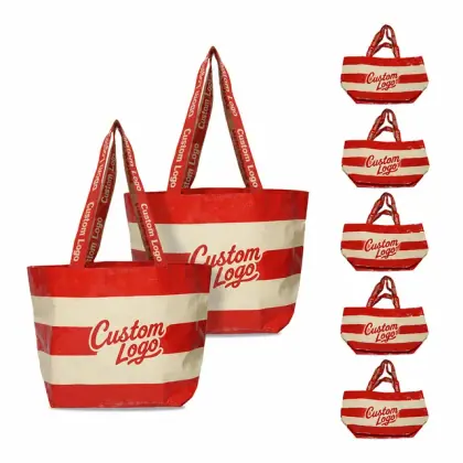 Custom Logo Reusable Recycled Laminated Gift Retail Boutique Lamination PP Woven Shopping Bag with Double Embroidery Handle