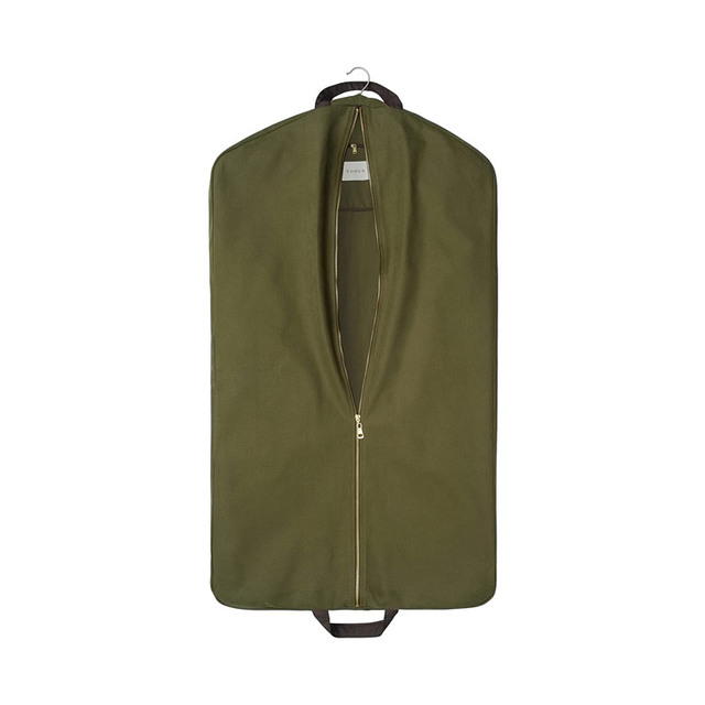 High Quality Custom Logo Reusable Heavy Duty Dress Protection Bag Clothing Cover Khaki Zipper Suit Travel Cotton Garment Bag