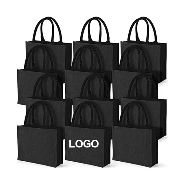 Custom Printed Blank Jute Bag Mini Jute Bag Custom logo Black Jute Bag