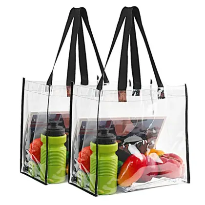 Wholesale Custom Logo Low MOQ Waterproof  Beach Clear Transparent Pvc Shopping Bag
