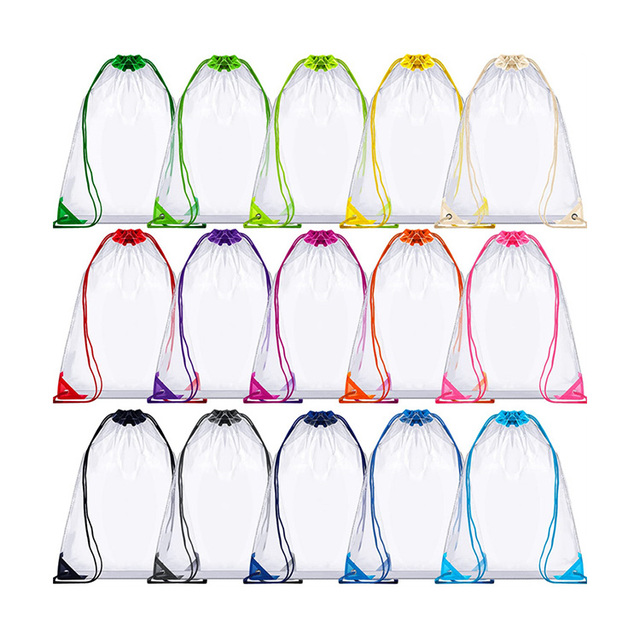 New Style Custom Logo Waterproof Dust Clear Backpack Transparent Pvc Drawstring Bag