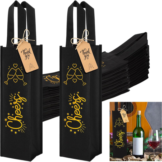 Hot Selling Recycled 100gsm Black Durable Custom Logo 6 Bottle Non=Woven Wine Tote Bag for Promotion