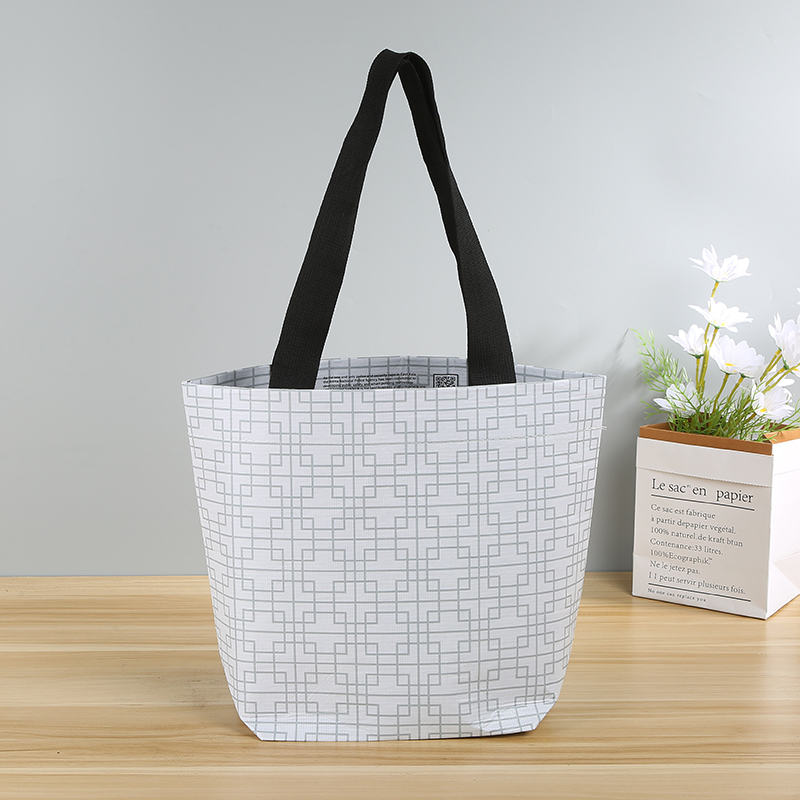White Custom logo Both Side Laminated Kids Rpet Shoulder Tote Bag