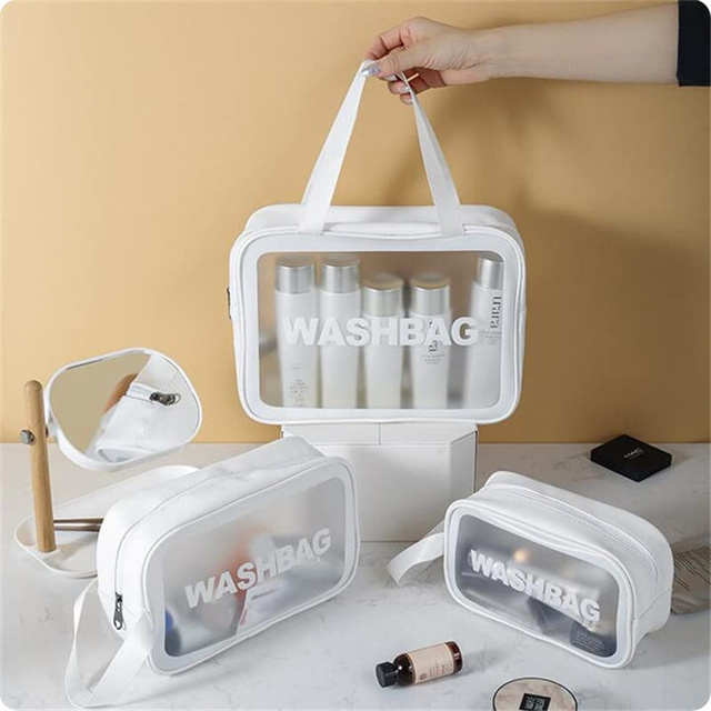 Clear Pvc Travel Wash Bag Toiletry Waterproof Plastic Cosmetic Makeup Bag for Bathroom