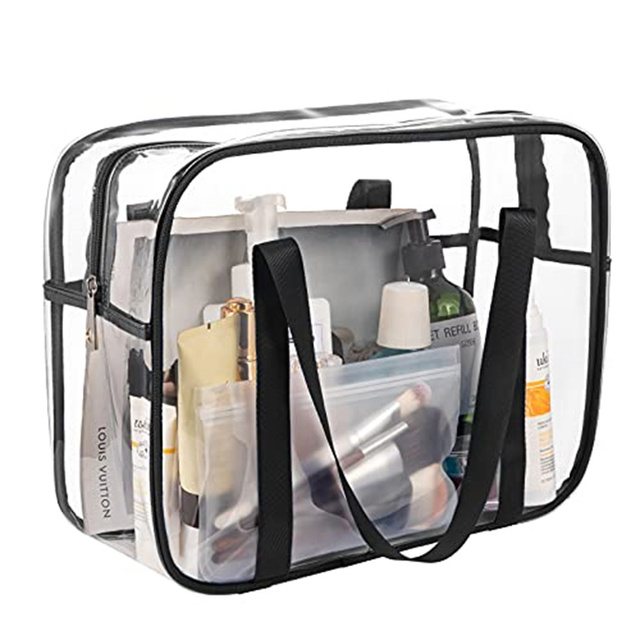 Pvc Cosmetic Bag With Handle Transparent Clear Zipper Cosmetic Frosted Plastic Zip Top Bag Cosmetic Bags Travel Toiletry