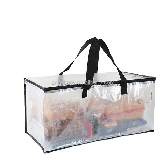 Custom Logo Printed Promotion Reusable Grocery Large Recycled PP Laminated Bag PP Woven Shopping Bag With Zipper