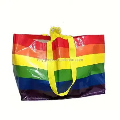 Supermarket Shopping Environmental Reusable Plastic Recycled Woven Polypropylene Bags With Double Handles
