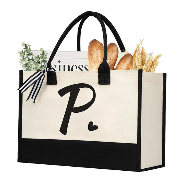Customized Logo Image Printable Shopping Large Personalized Initial Canvas Beach Bag Monogrammed Gift Tote Bag for Women
