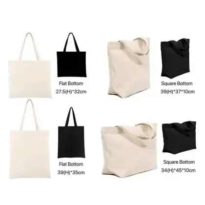 Eco-friendly Creamy Beige Black Blank Reusable Cotton Shopping Bag Plain Canvas Tote Bags With Logo for Women Shoulder Grocery