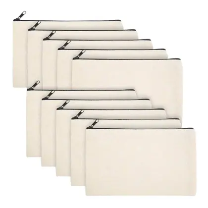 Wholesale Zipper Makeup Bag Eco-Friendly Accessory Pouch Double Sided  Cotton Canvas Cosmetic Bag