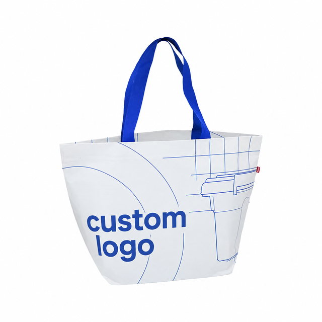 Custom Logo Printed RPET Stitch Bonded Nonwoven Tote Shopping Bag Foldable and Recyclable with RPET Fabric Coating