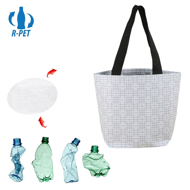 Eco Friendly RPET Folding Shoulder Tote Bag Custom Colour Reusable Washable Shopping Bag with Long Straps for Grocery Daily Use