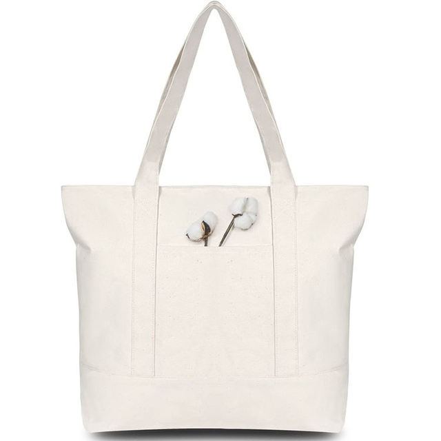 New Style Custom Printed Logo Foldable Reusable Tote Shopping White Blank Plain Cotton Canvas Bag