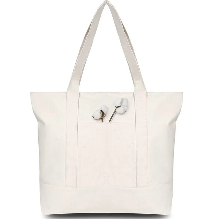 New Style Custom Printed Logo Foldable Reusable Tote Shopping White Blank Plain Cotton Canvas Bag
