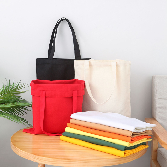 Custom Logo Size Printed Eco Friendly Recycled Reusable Plain Blank Organic Grocery Shopping Tote Cotton Canvas Bag