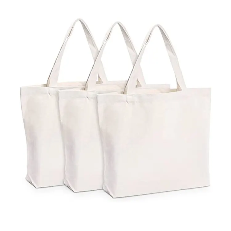 Custom High Quality Canvas Cotton Tote Shopping Bag Blank Calico Shopper Bags Grocery Cotton Shopping Bags