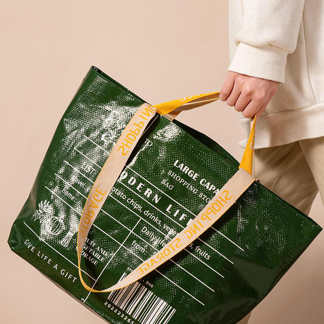 Custom Printed Logo Supermarket Shopping Eco Friendly Laminated Reusable Recycled PP Woven Polypropylene Bags With Handles