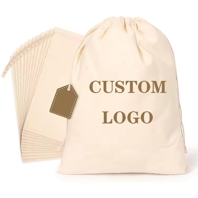 Promotion Jewelry Package Cheap Price Biodegradable Accept Screen Printing Muslin Cotton Drawstring Pouch Bag
