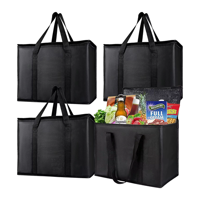 New Custom Large Non-woven Square Insulating Cooler Bag Insulated Bottle Cooler Takeaway Bag