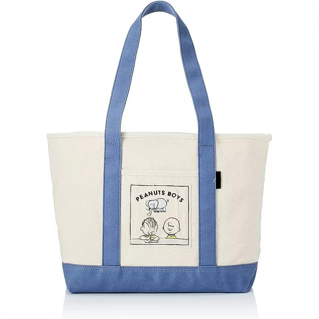 Custom Printed Eco-Friendly Large Capacity Canvas Cotton Tote Bag with Cute Design Long Handle Travel Shopping Open Closure
