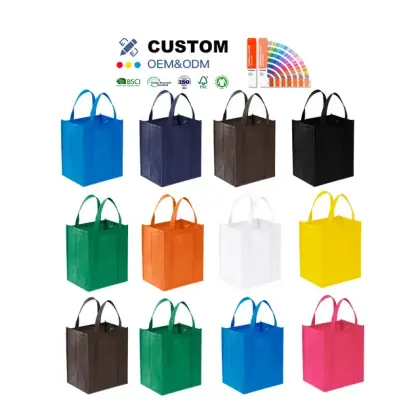Hot Selling Promotional Customized Logo Printed Foldable Reusable Shopping Tote Non Woven Bag With Handle