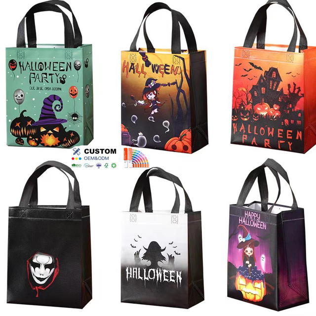 Wholesale Personalized Halloween Non Woven Bag Happy Halloween Party Gift Bag Trick or Treat Pumpkin Bone Pp Non-Woven Tote Bag