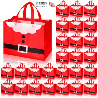 Waterproof Lamination PP Non-Woven Christmas Tote Bag with Customized Logo Eco-friendly Reusable Gift Bag with Large Capacity