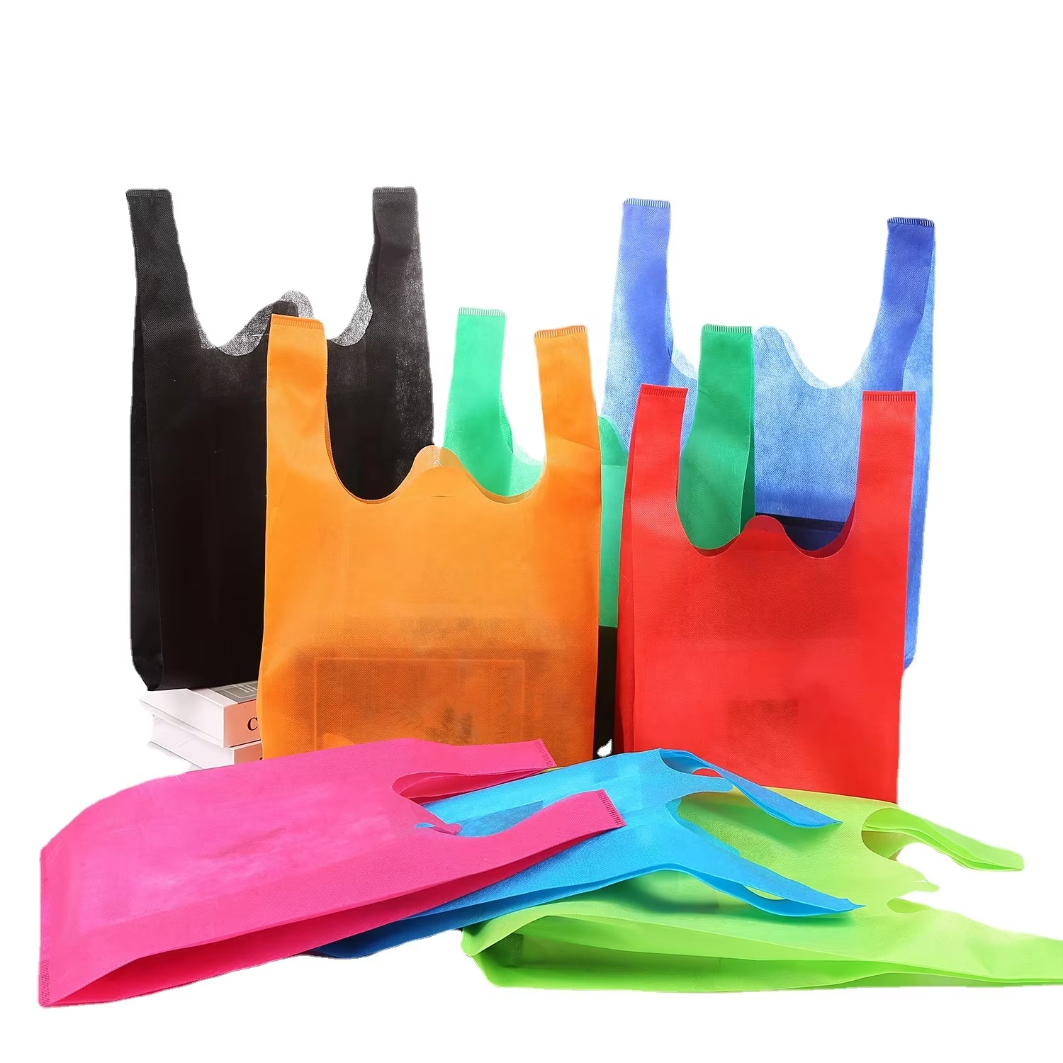 Hot Sale Non Woven Fabric Vest Bags Reusable Polyester Shopping Tote Bags Non Woven Shoes Bags