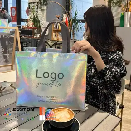 Wholesale Custom Logo Printed Non-Woven Tote Bags Recyclable Reusable PP Laminated Clothing Sock Gift Packaging Shoe Garment