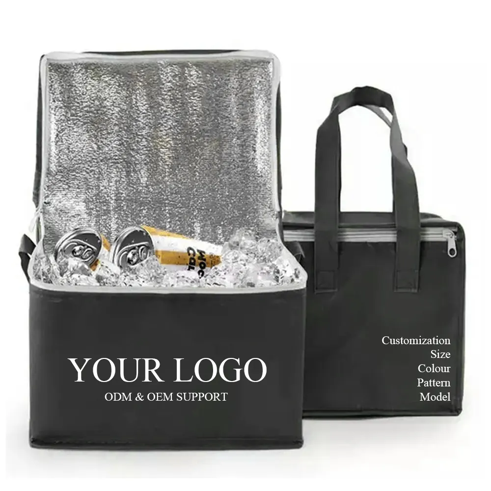 OEM Custom Preservation Insulated Cooler Bag Logo Delivery for Food Delivery Bag Reusable Thermal Non Woven Aluminum Foil Bag
