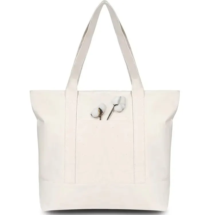 New Style Custom Printed Logo Foldable Reusable Tote Shopping White Blank Plain Cotton Canvas Bag