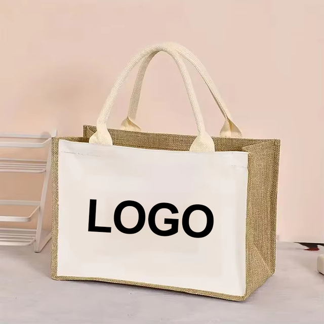 Custom logo Factory Price Free Sample Eco-friendly Handle Bag Shopping Jute Bag Drawstring White Mini Jute Bag