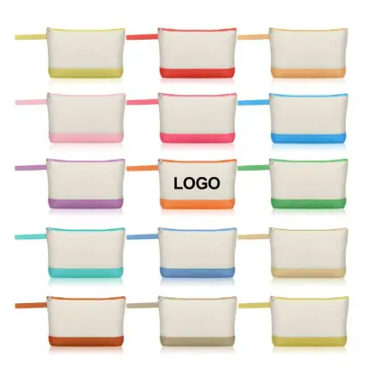 Factory Wholesale Waterproof Cotton Canvas Makeup Bag Large Capacity Travel Storage Cosmetic Bag Cute Washable Zipper Bag