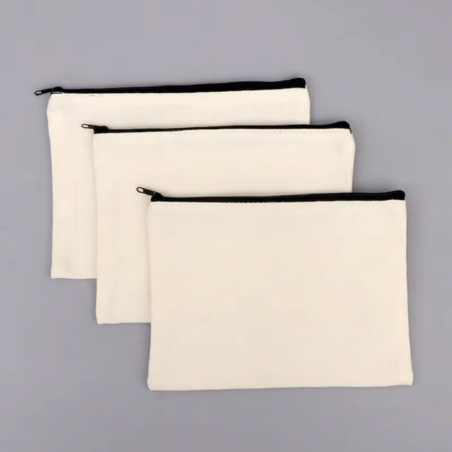 Wholesale Customized Multi-size Natural Cotton Zipper Pencil Bag Student Big Capacity Canvas Pen Bag